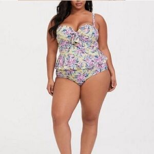 Torrid Floral Bikini Set - Pink and Butter Cream Yellow